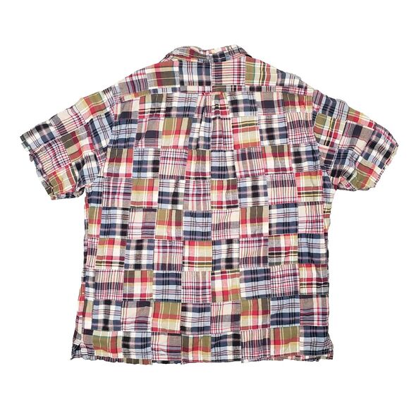 Todd Snyder Patchwork Madras Guayabera Shirt‎ Mens XL Multi Plaid Retro Cuban - Picture 2 of 6